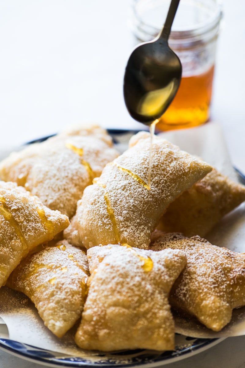 Honey drizzling on top of sopapillas.