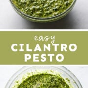 Cilantro Pesto in a clear bowl