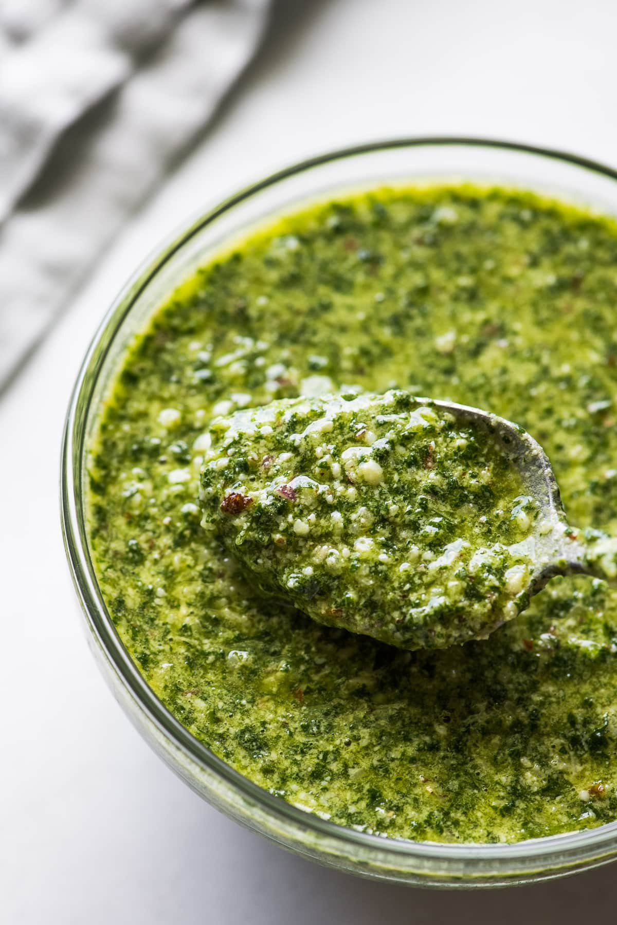 A spoonful of cilantro pesto.