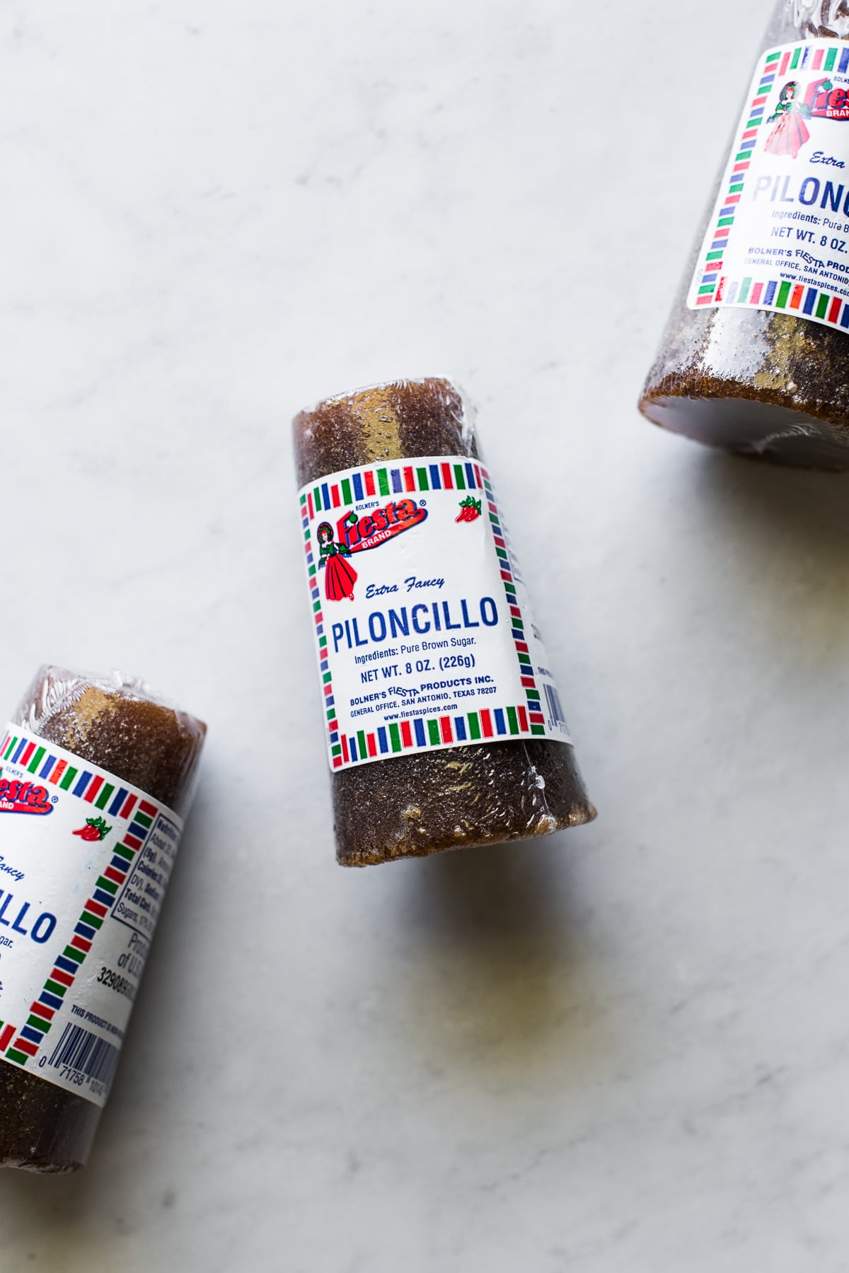 Piloncillo cones (or Mexican brown sugar) on a table.