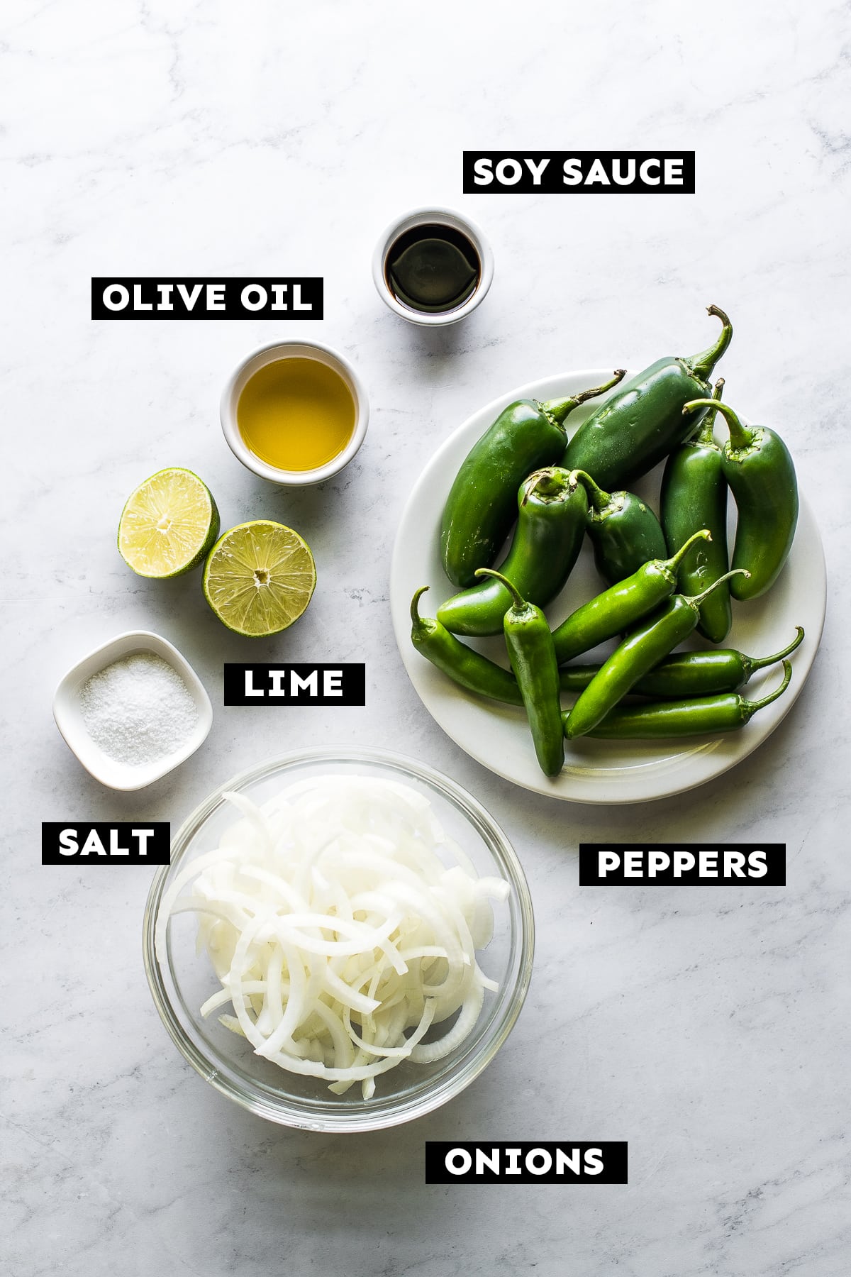 Ingredients in chiles toreados