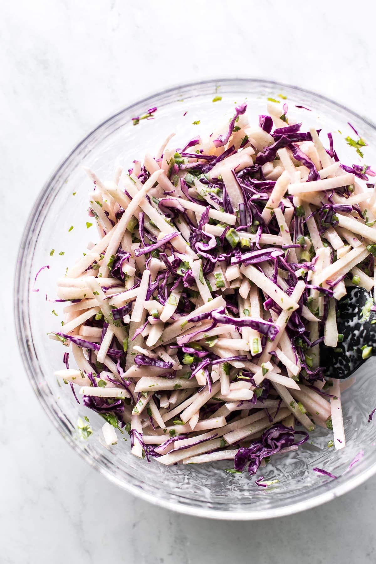 Jicama slaw in a bowl.