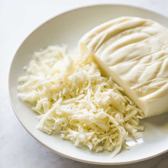 Oaxaca cheese on plate.