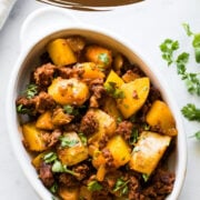 Papas con Chorizo is an easy Mexican chorizo and potatoes dish that's best served with fresh tortillas and topped with cilantro. Great for breakfast, lunch, and dinner, it's ready in only 30 minutes!