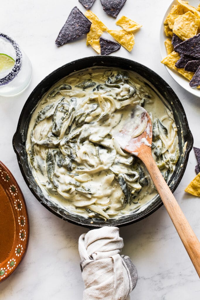 Making Raja's Rajas con Crema (Roasted Poblanos in Cream) - Isabel Eats