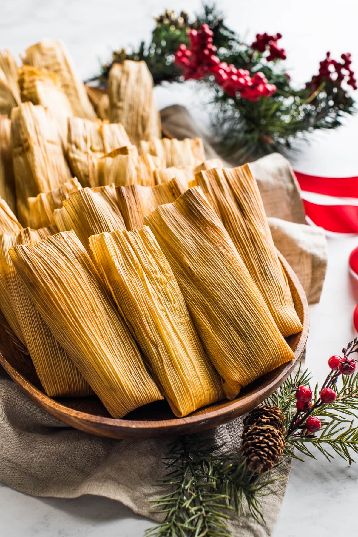 Instant Pot Tamales on a serving platter.