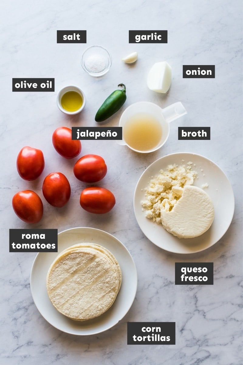 Ingredients in Entomatadas on a table