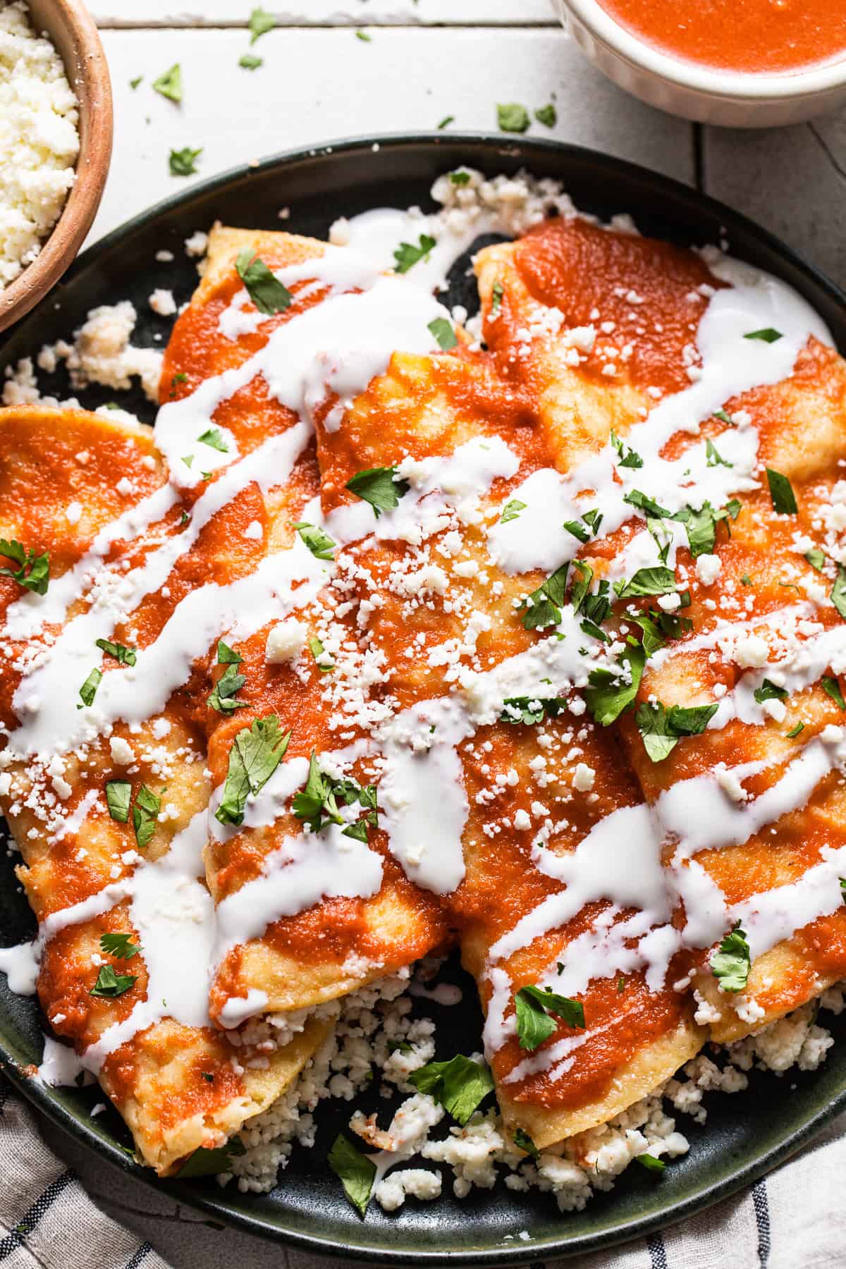 Entomatadas on a plate ready to be served.