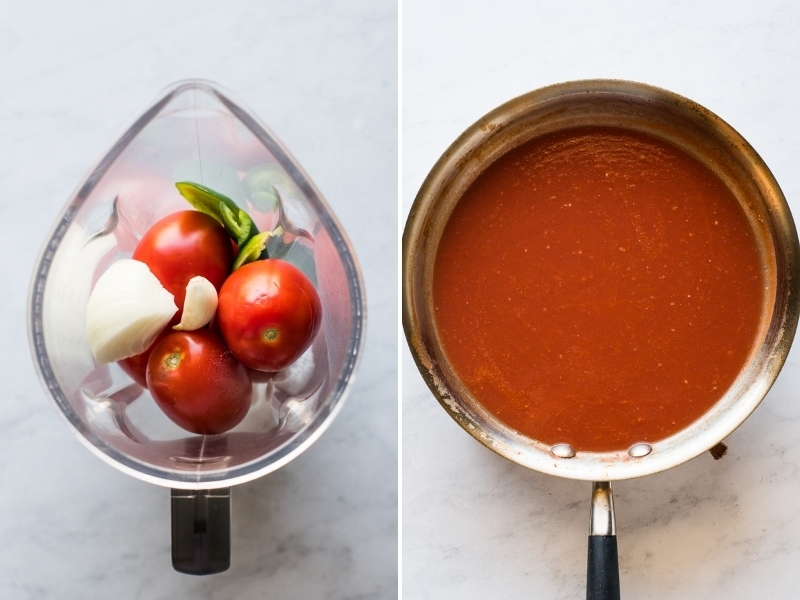 Tomato sauce mixture for entomatadas.