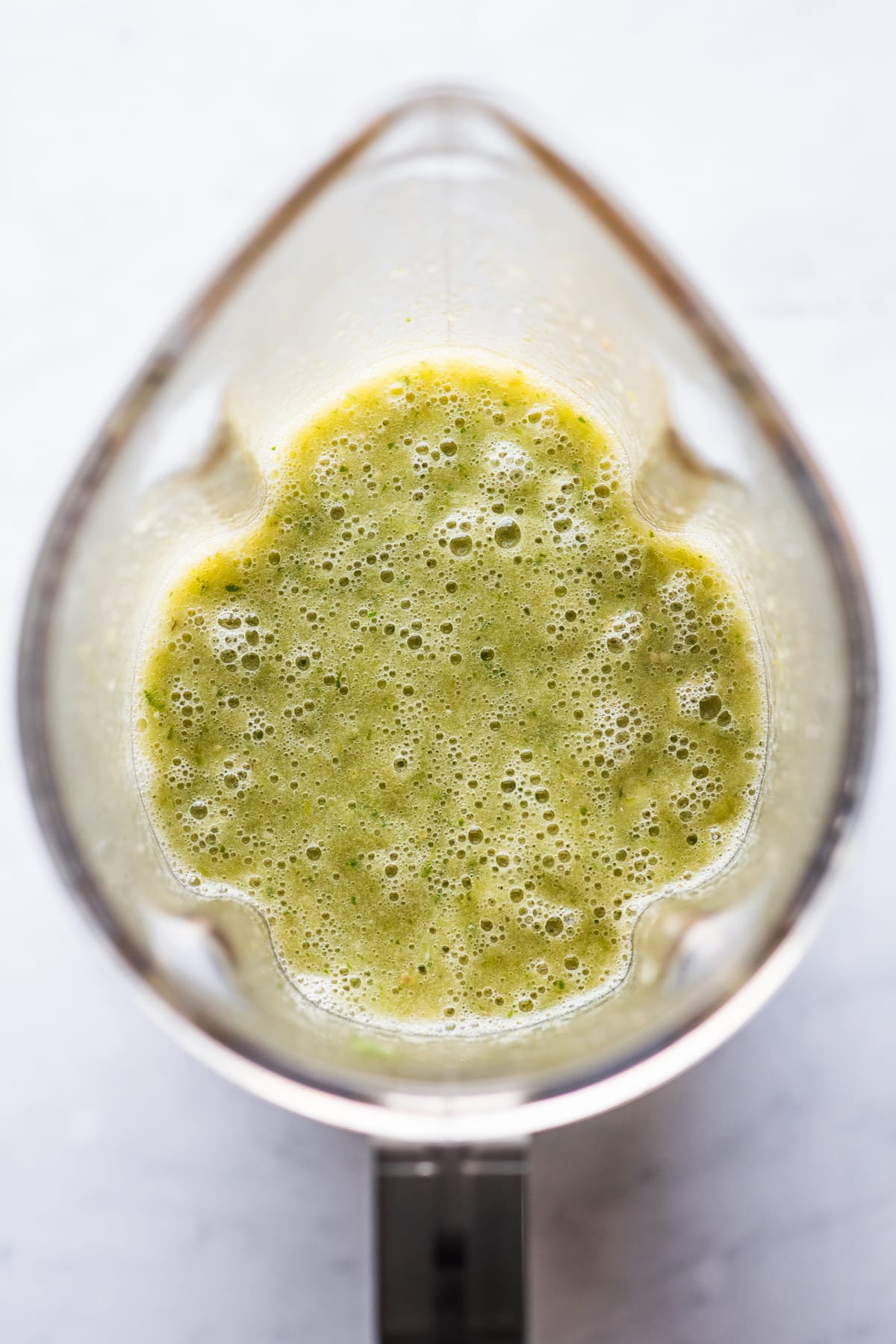 Salsa verde in a blender.