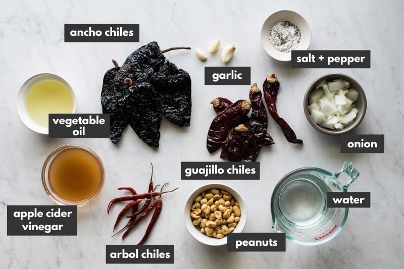 Ingredients in salsa macha