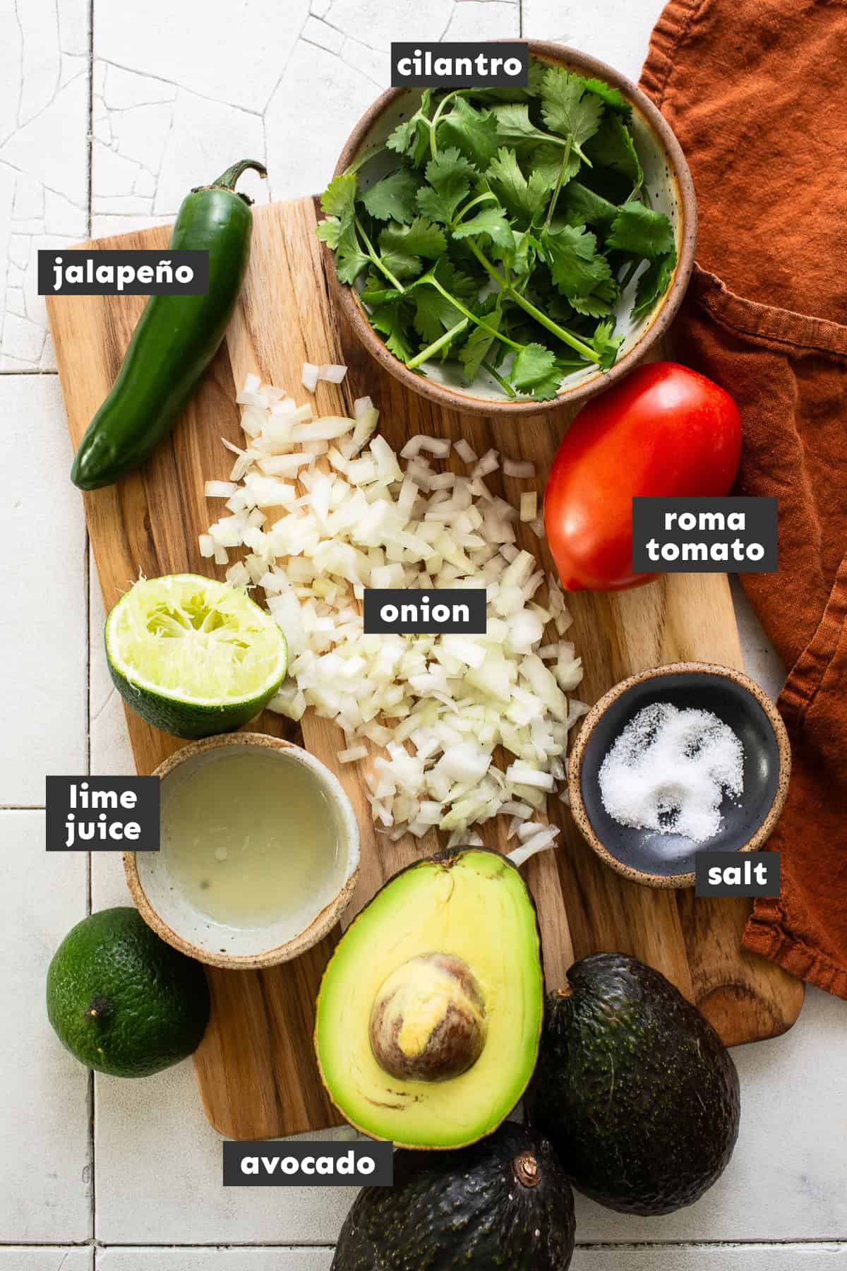 Ingredients for guacamole on a table