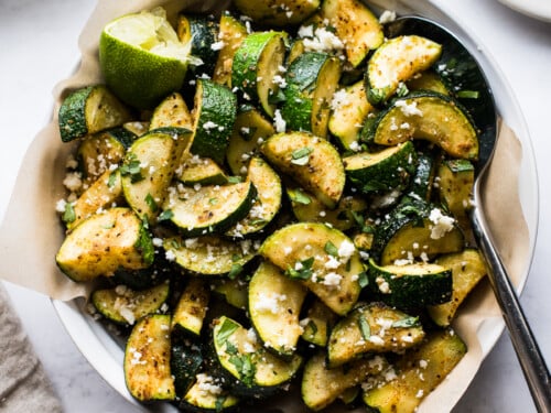 Image of Roasted black zucchini squash