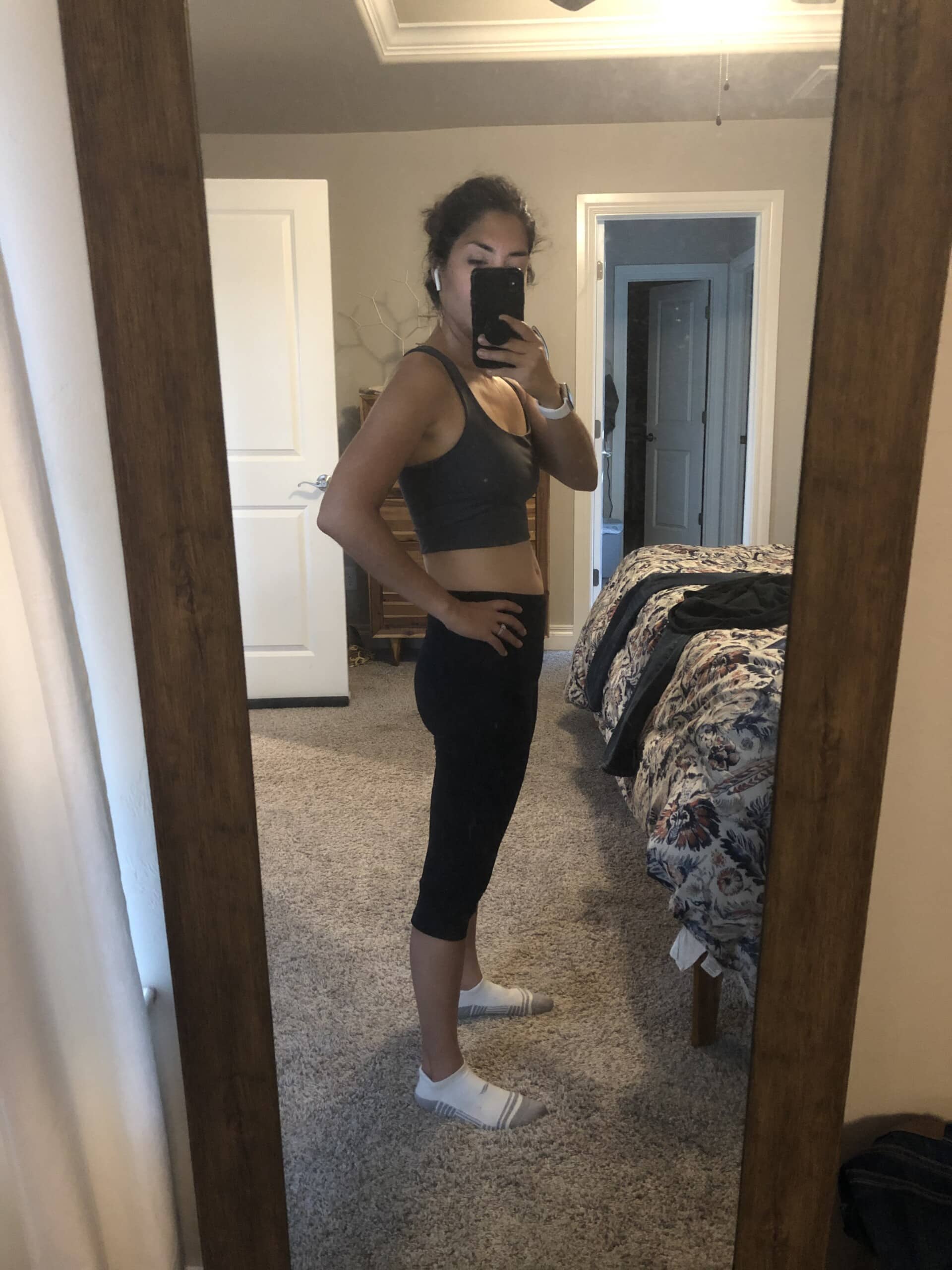 Baby bump a few days after getting a positive pregnancy test.