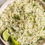 Cilantro Lime Cauliflower Rice in a bowl.