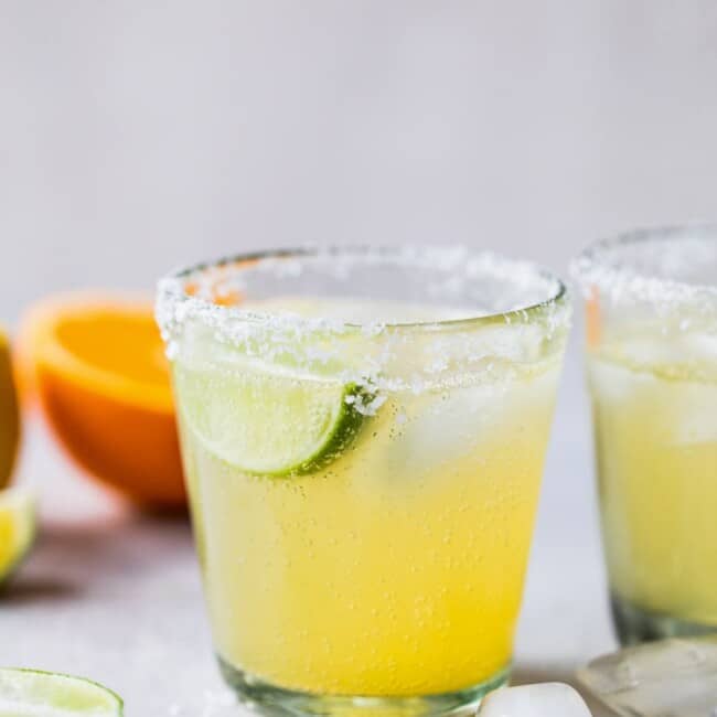A classic non-alcoholic virgin margarita ready to be drank on a table.