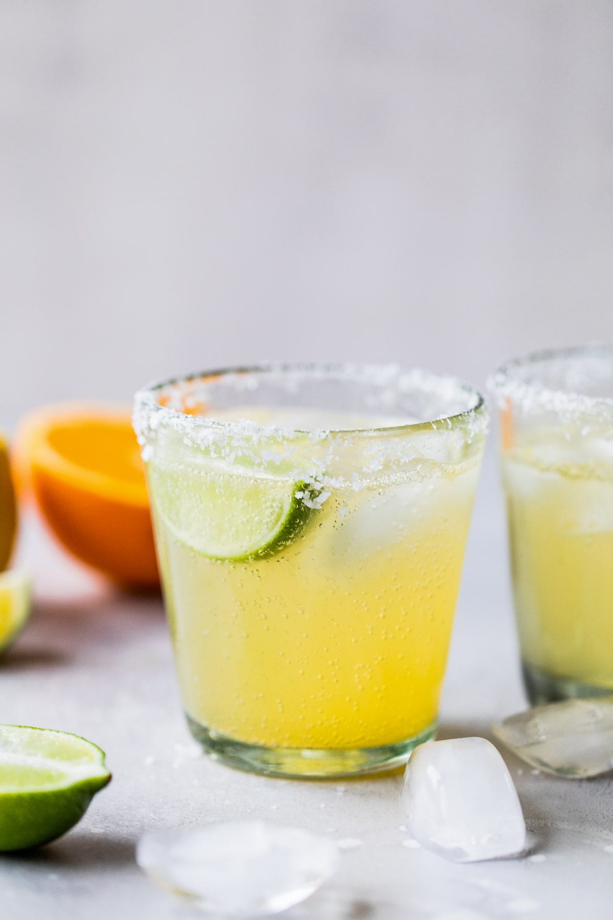 A classic non-alcoholic virgin margarita ready to be drank on a table.