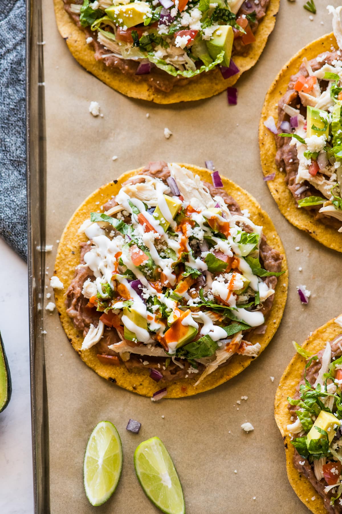 Chicken tostadas ready to eat.