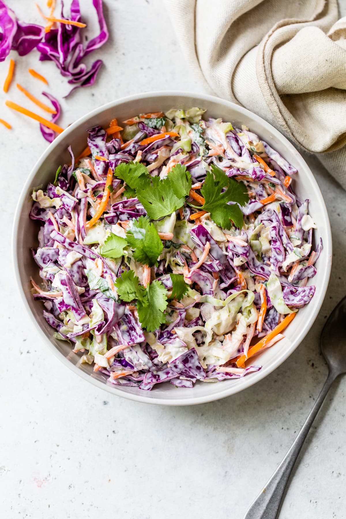 A creamy slaw in a bowl ready to be served.