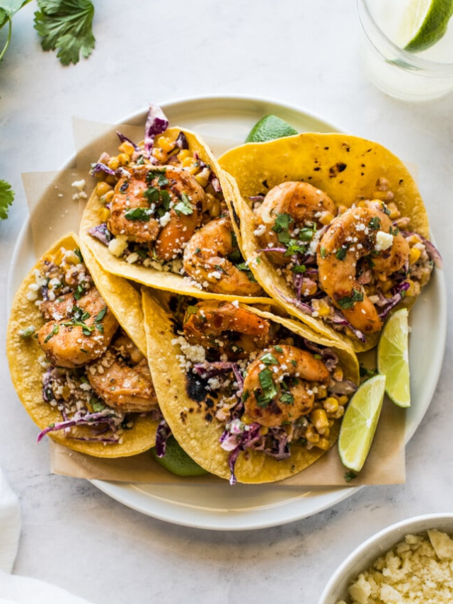 Spicy Shrimp Tacos With Elote Slaw Isabel Eats