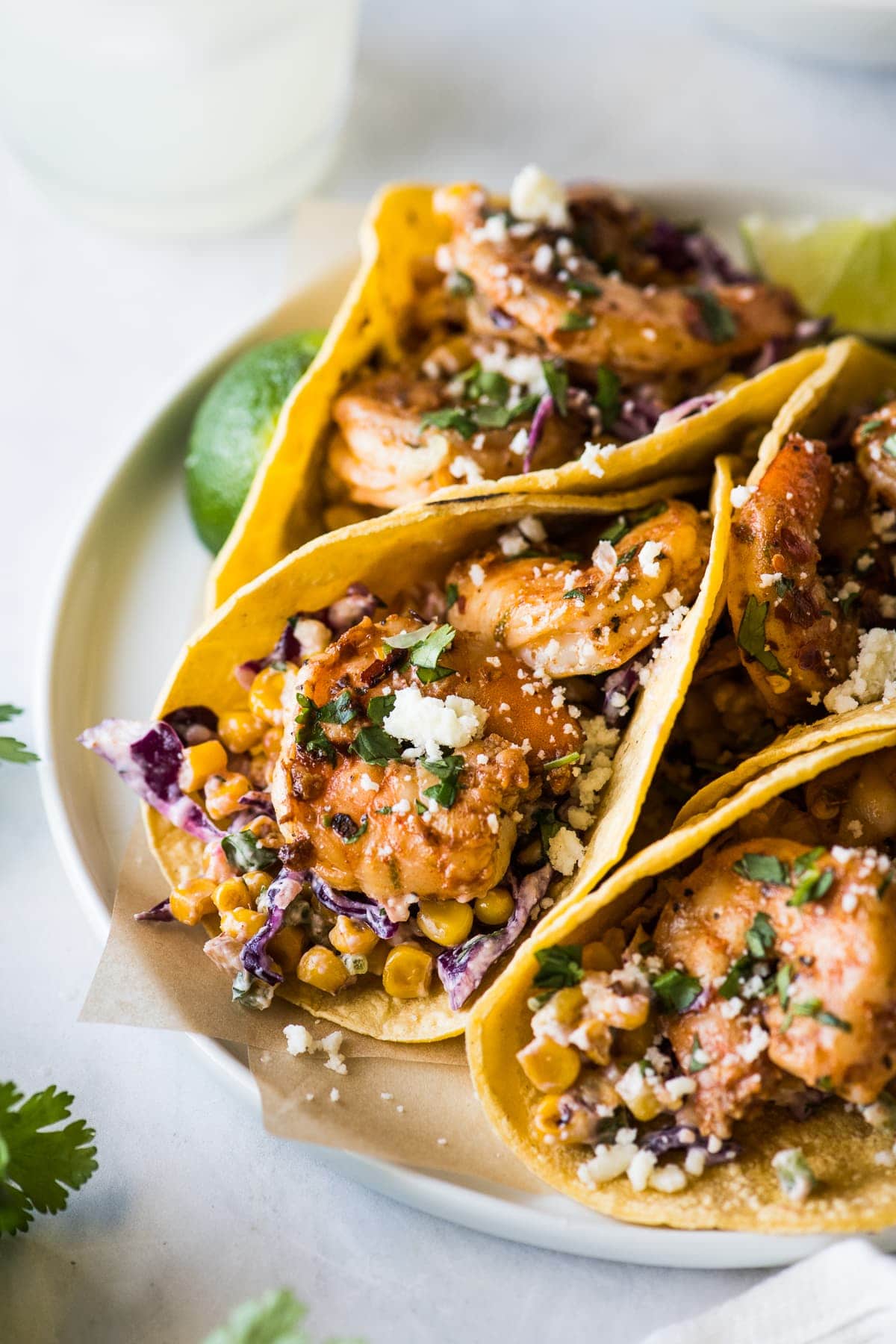 Spicy Shrimp Tacos with Elote Slaw recipe photo