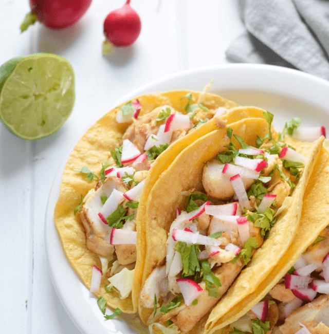 FISH TACOS WITH CHIPOTLE LIME CREMA