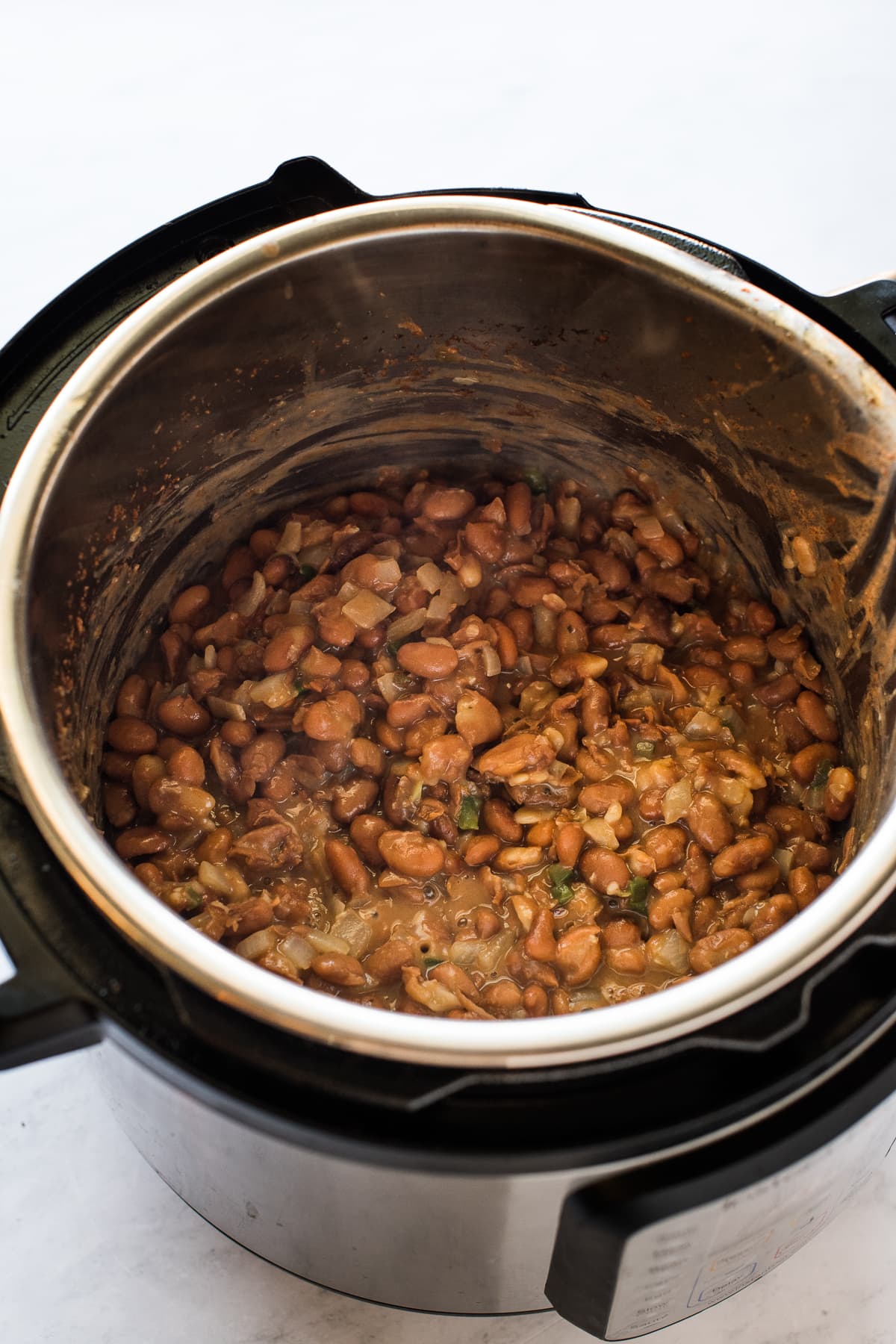 Pinto beans with onions, jalapeno, and garlic in the Instant Pot