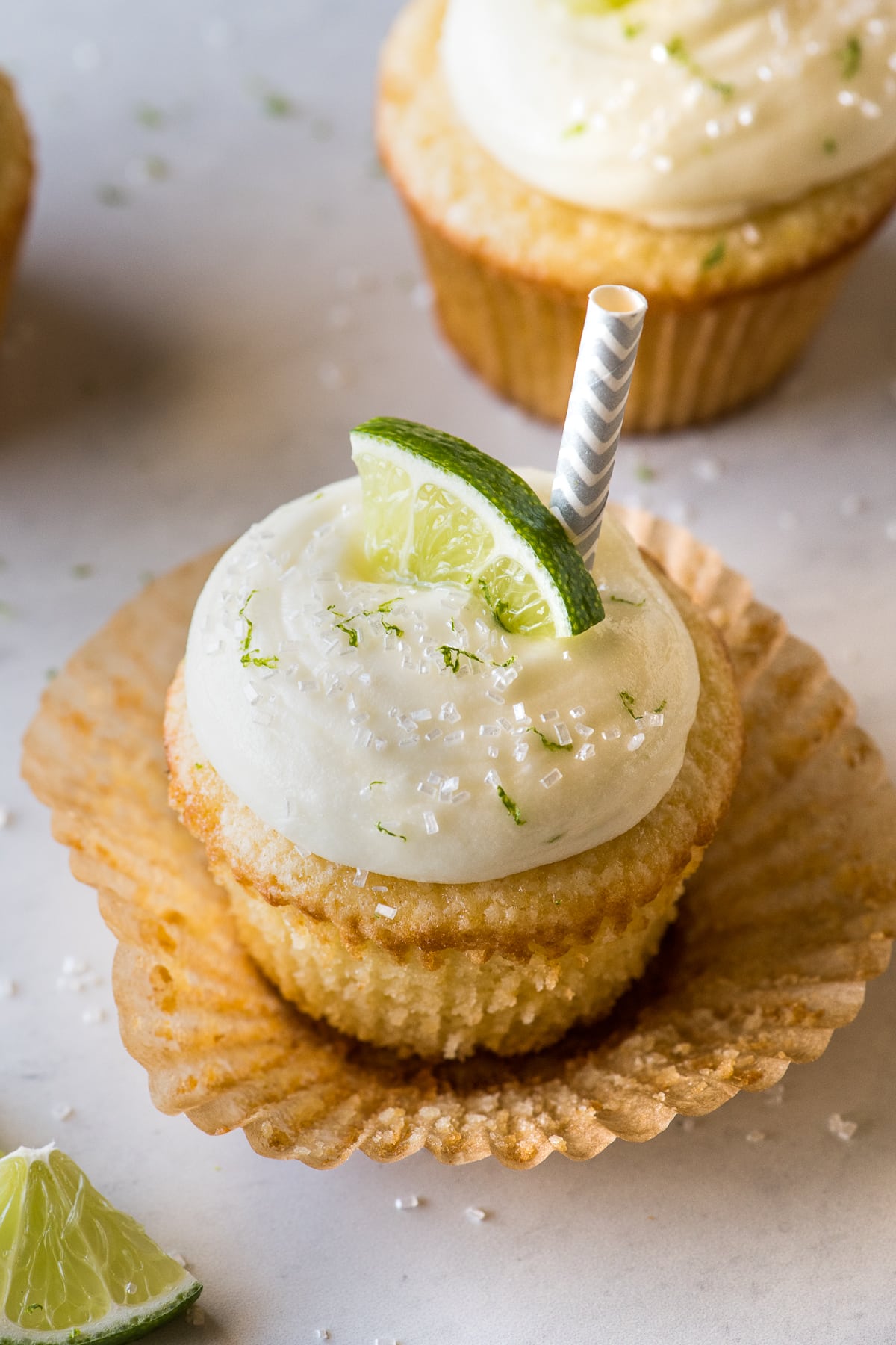 A Margarita Cupcake with the cupcake liner taken off.