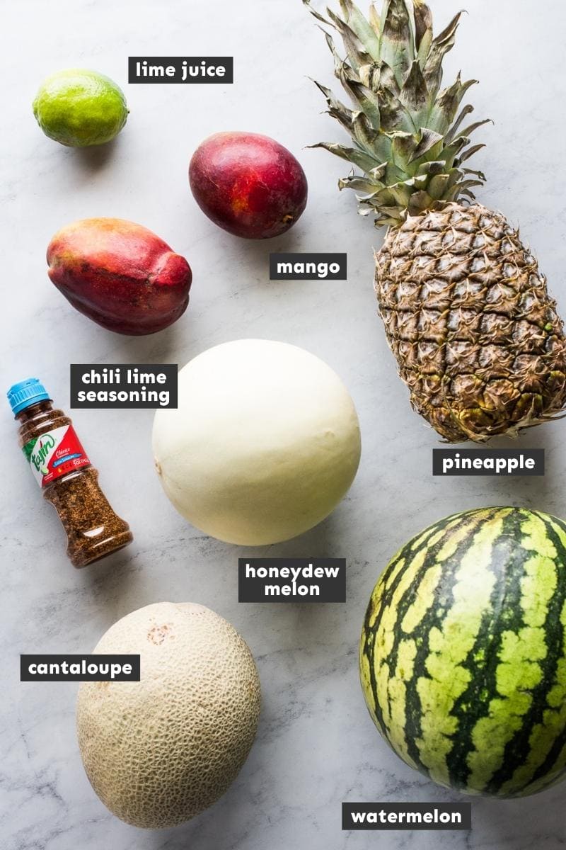 Ingredients in Mexican fruit salad