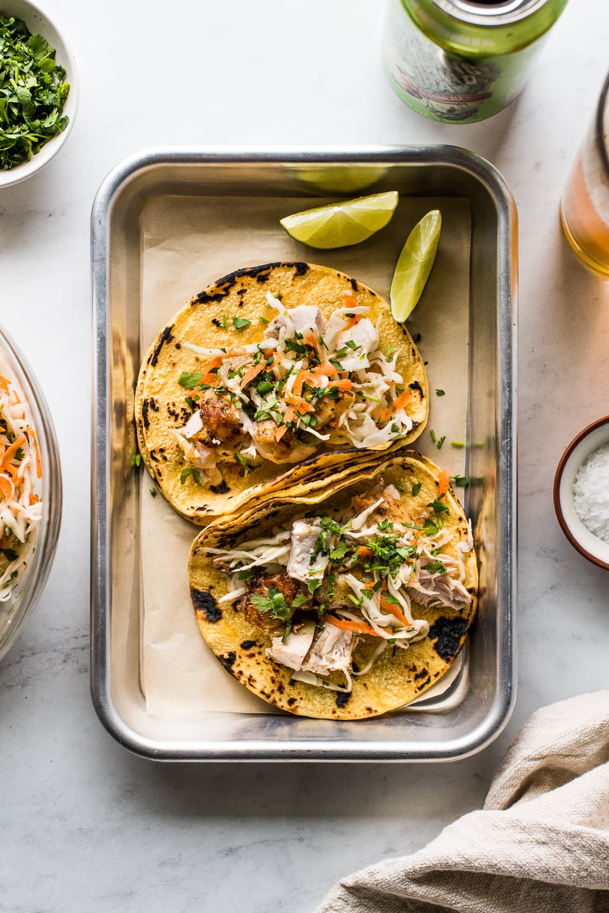 Cilantro Lime Beer Can Chicken Tacos