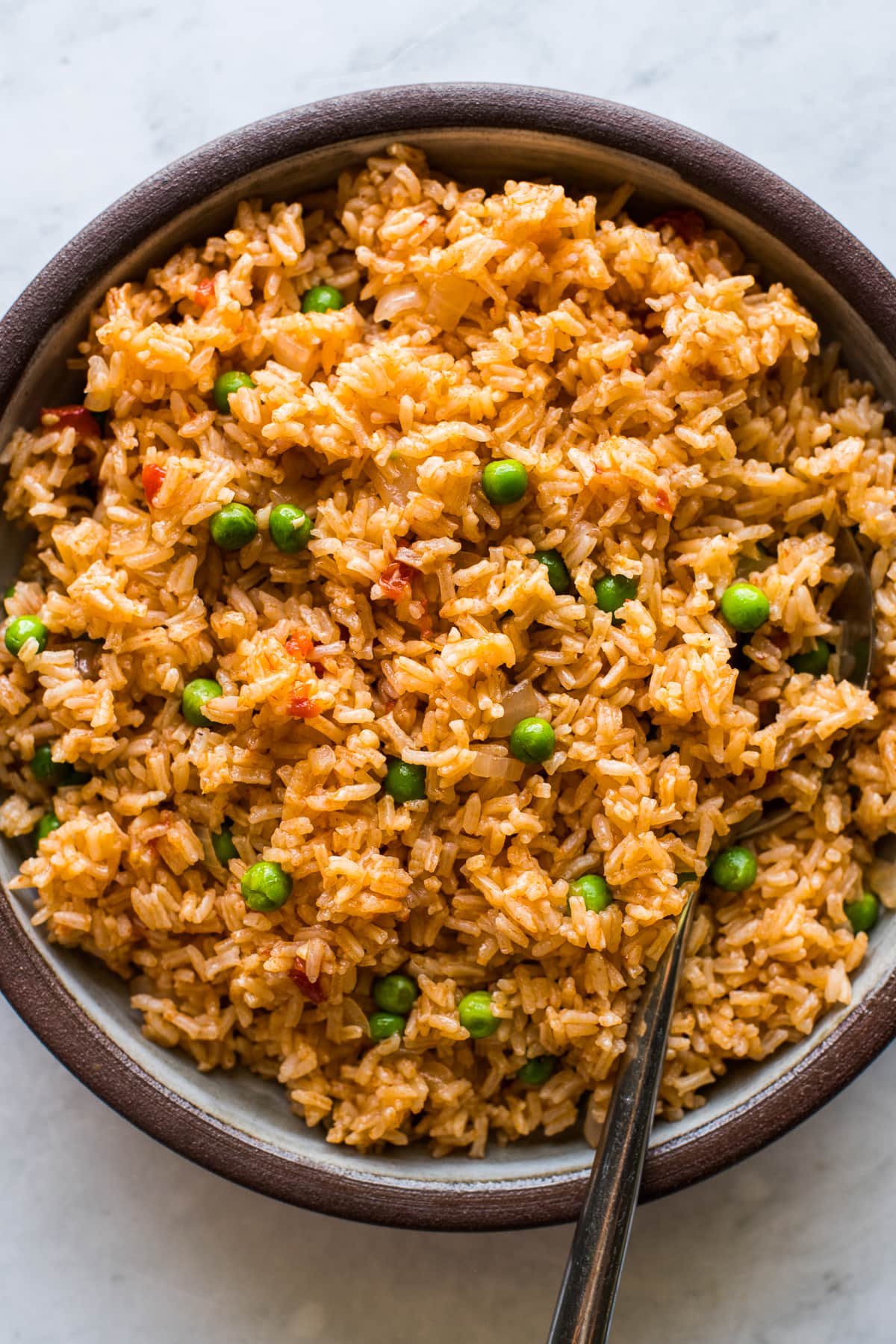 Instant Pot Mexican Rice in a serving bowl ready to eat.