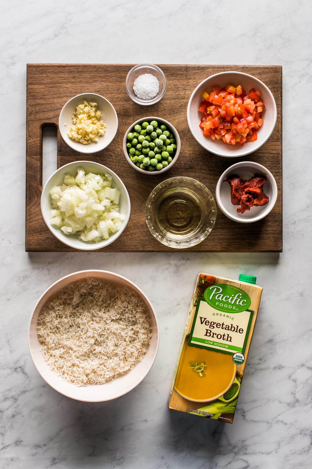 Ingredients for Mexican rice.