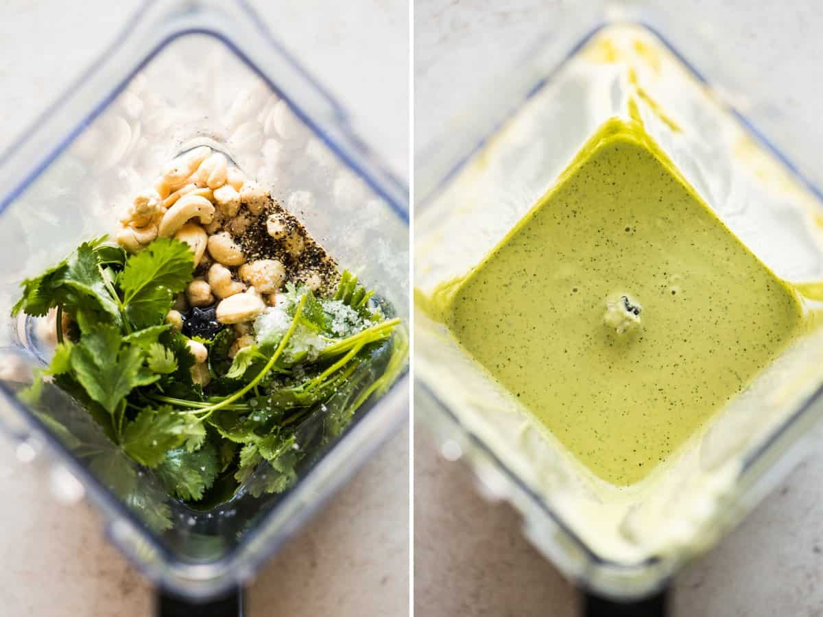 Cilantro Lime Cashew Crema in a blender.