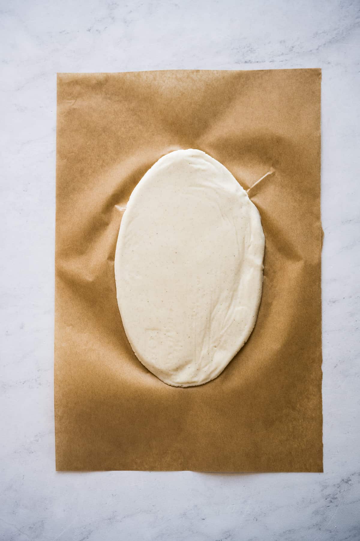 Flattened masa for huaraches.