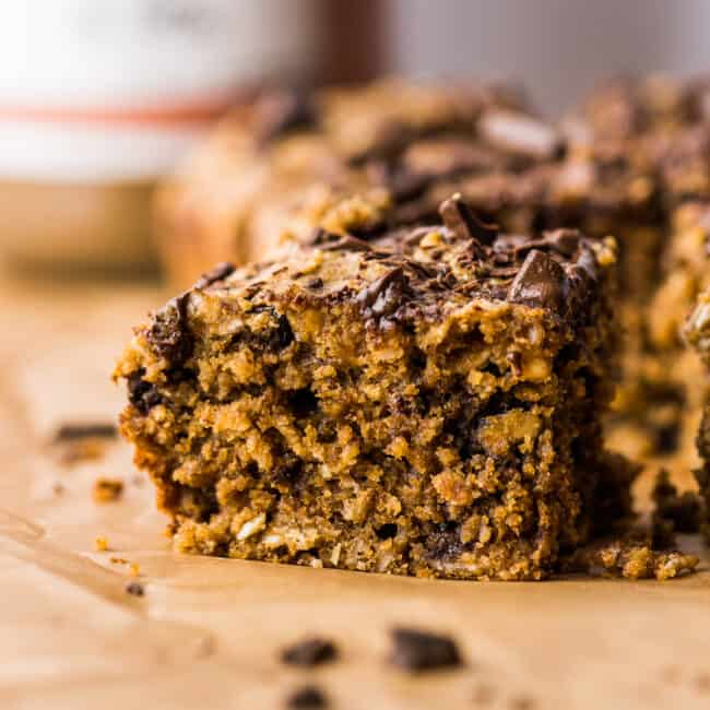 Café de Olla Chocolate Oat Bars on a table.