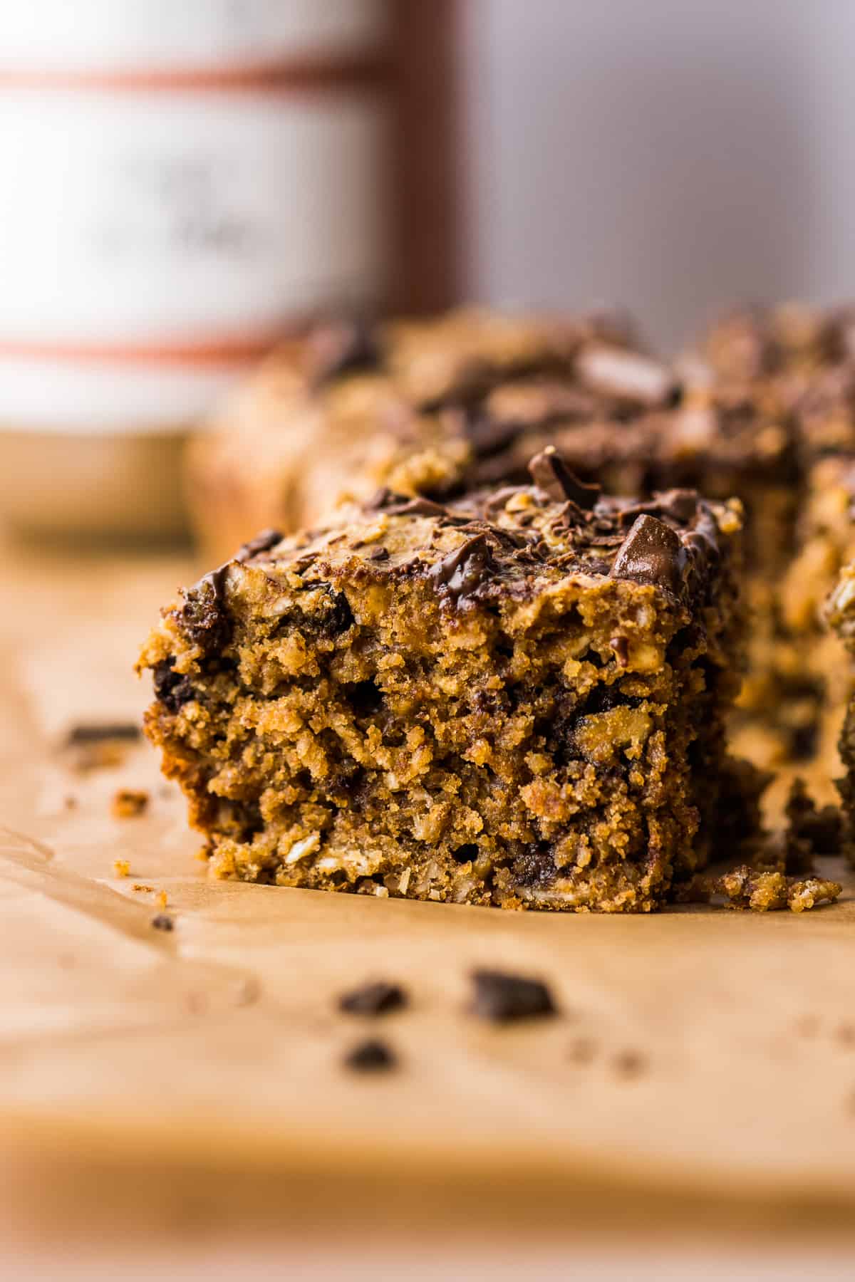 Café de Olla Chocolate Oat Bars on a table.