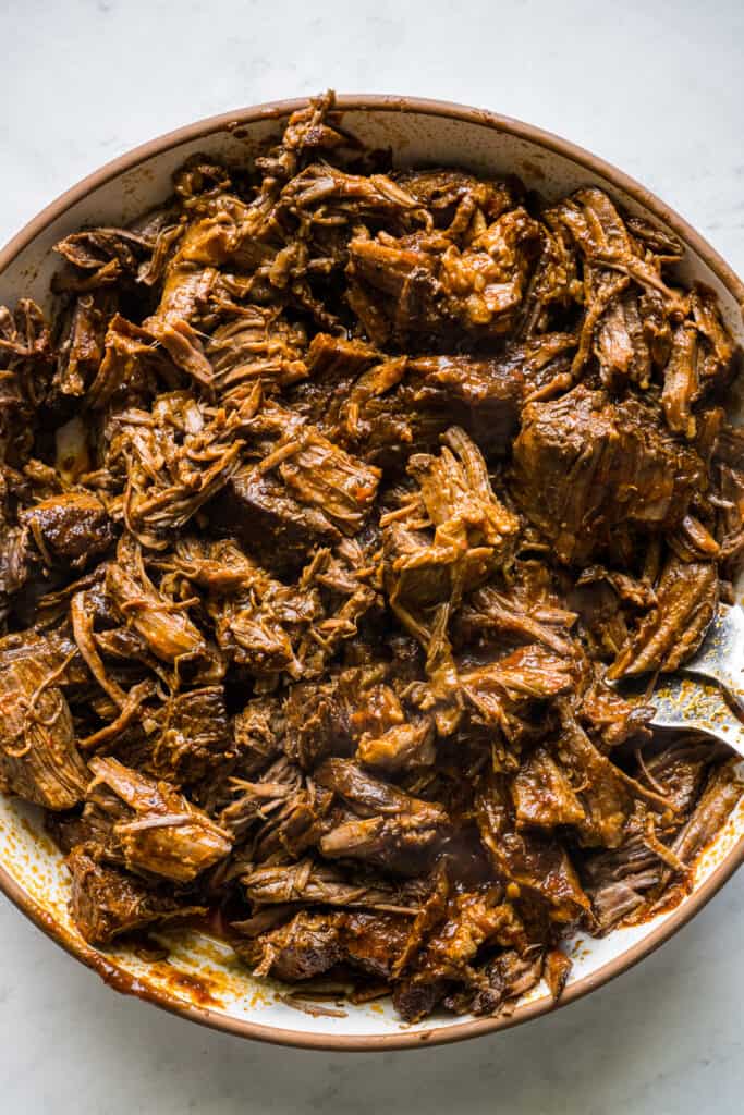 Shredded beef for birria