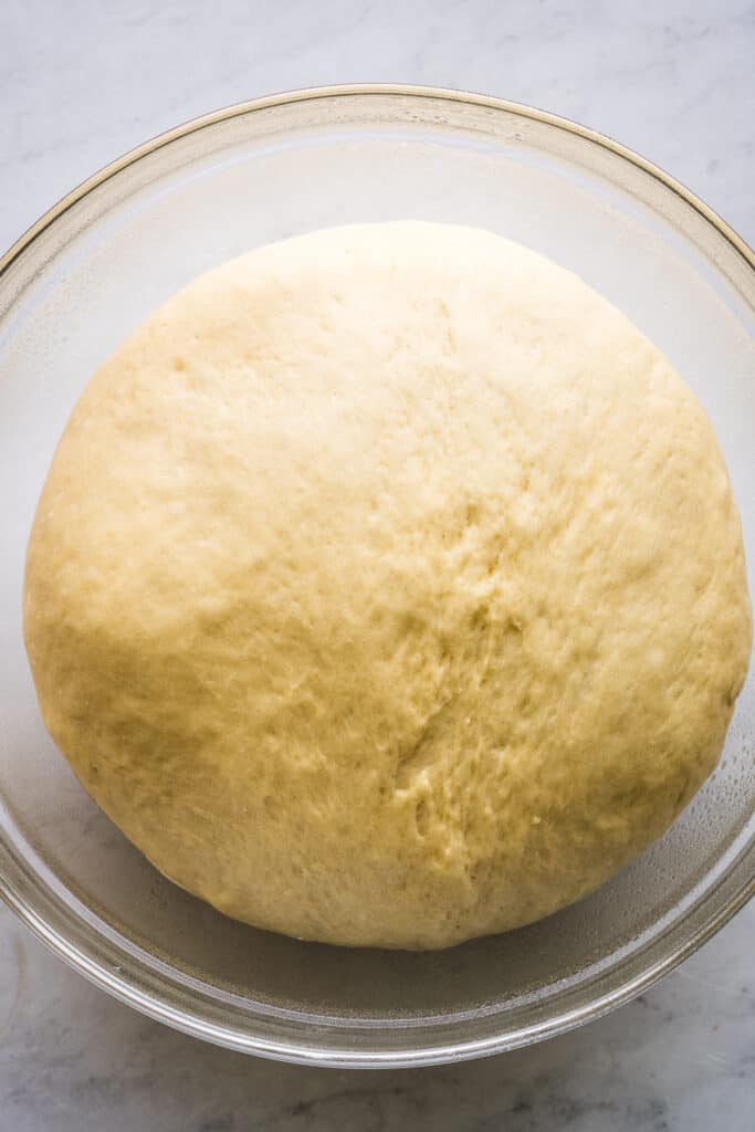Risen dough for making conchas.
