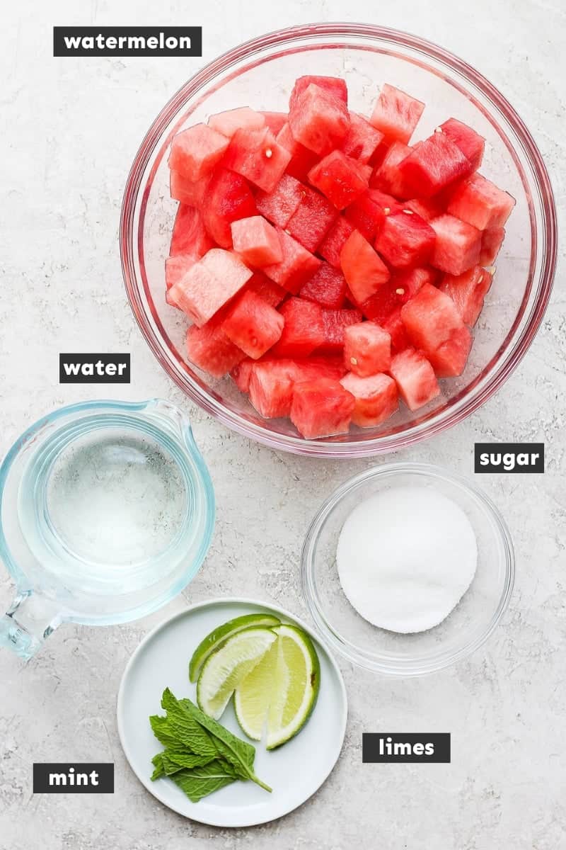 Watermelon Agua Fresca Ingredients on a table