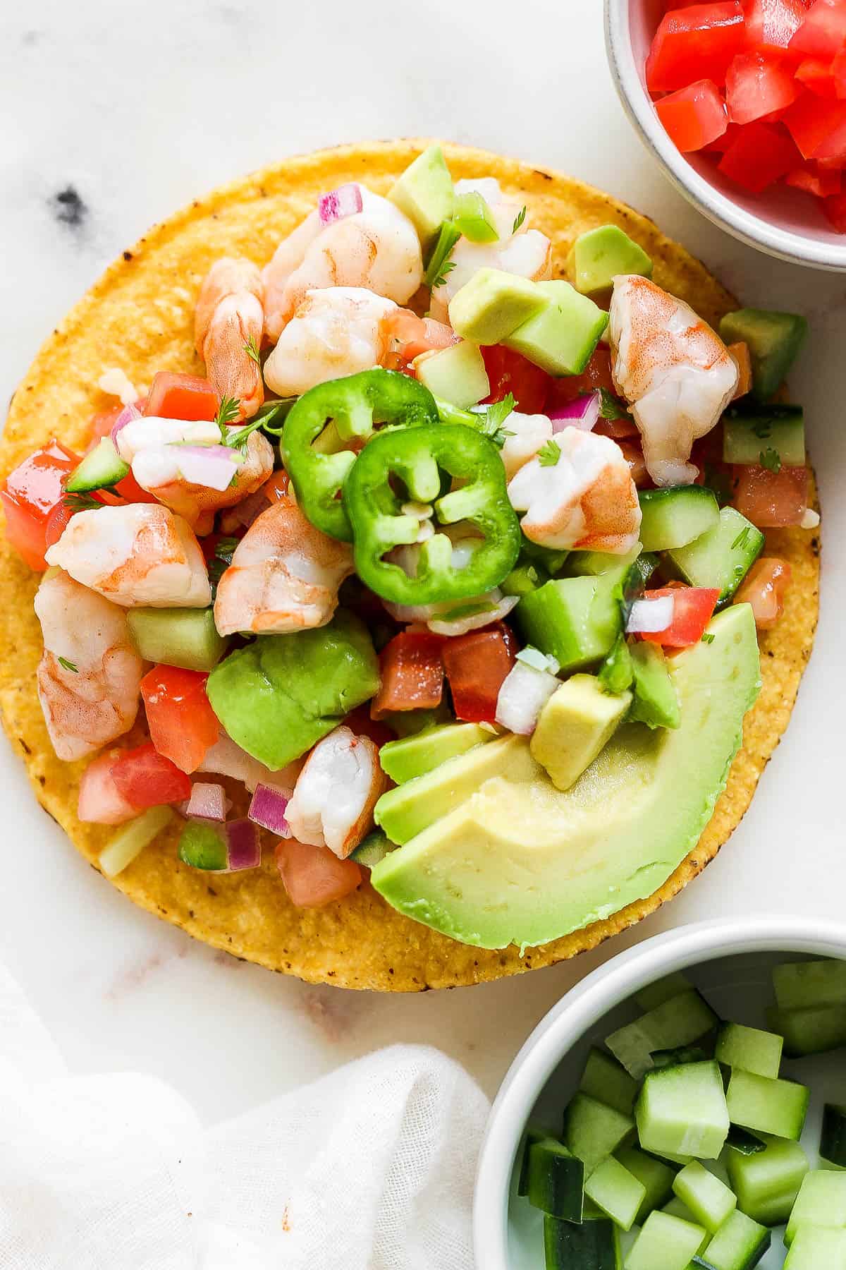 Ceviche on a tostada.