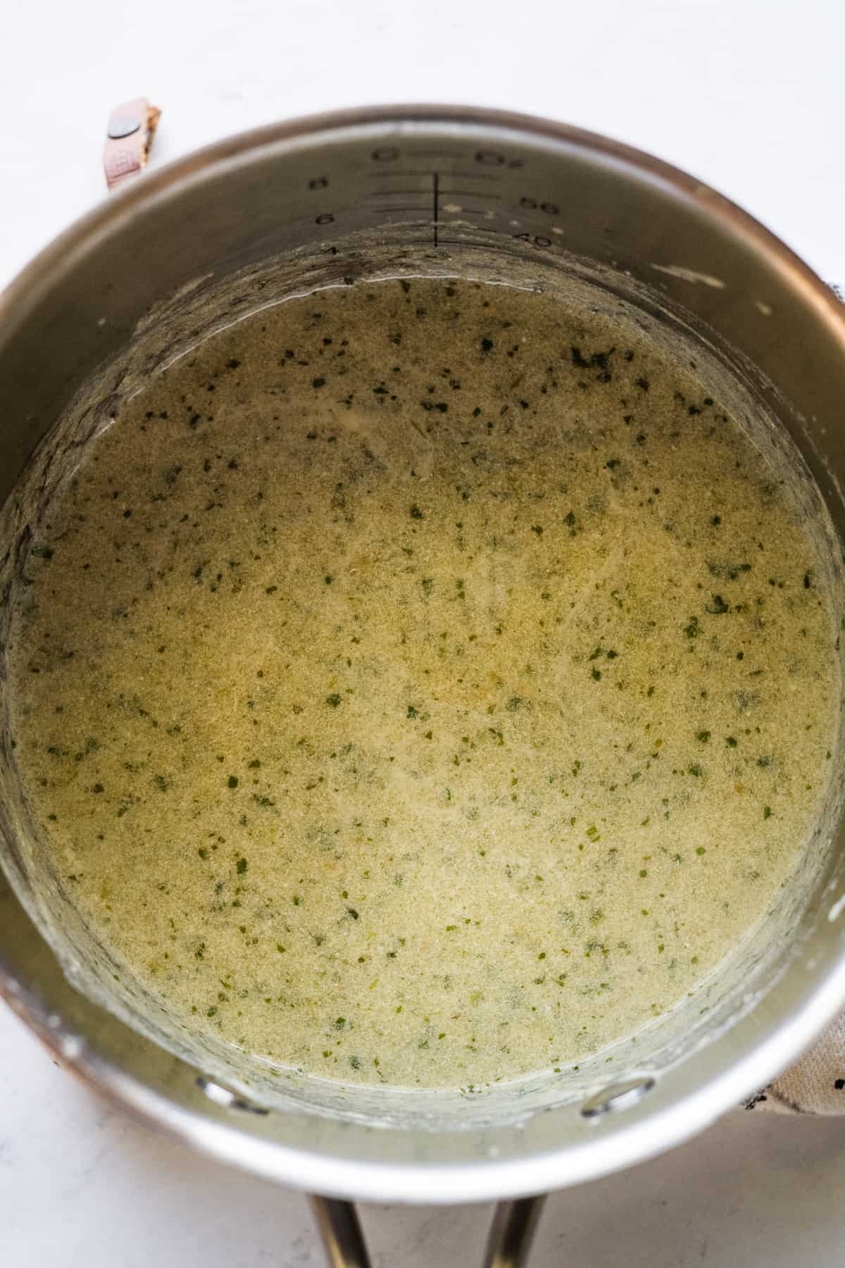 A green salsa verde cream sauce made with Mexican crema.