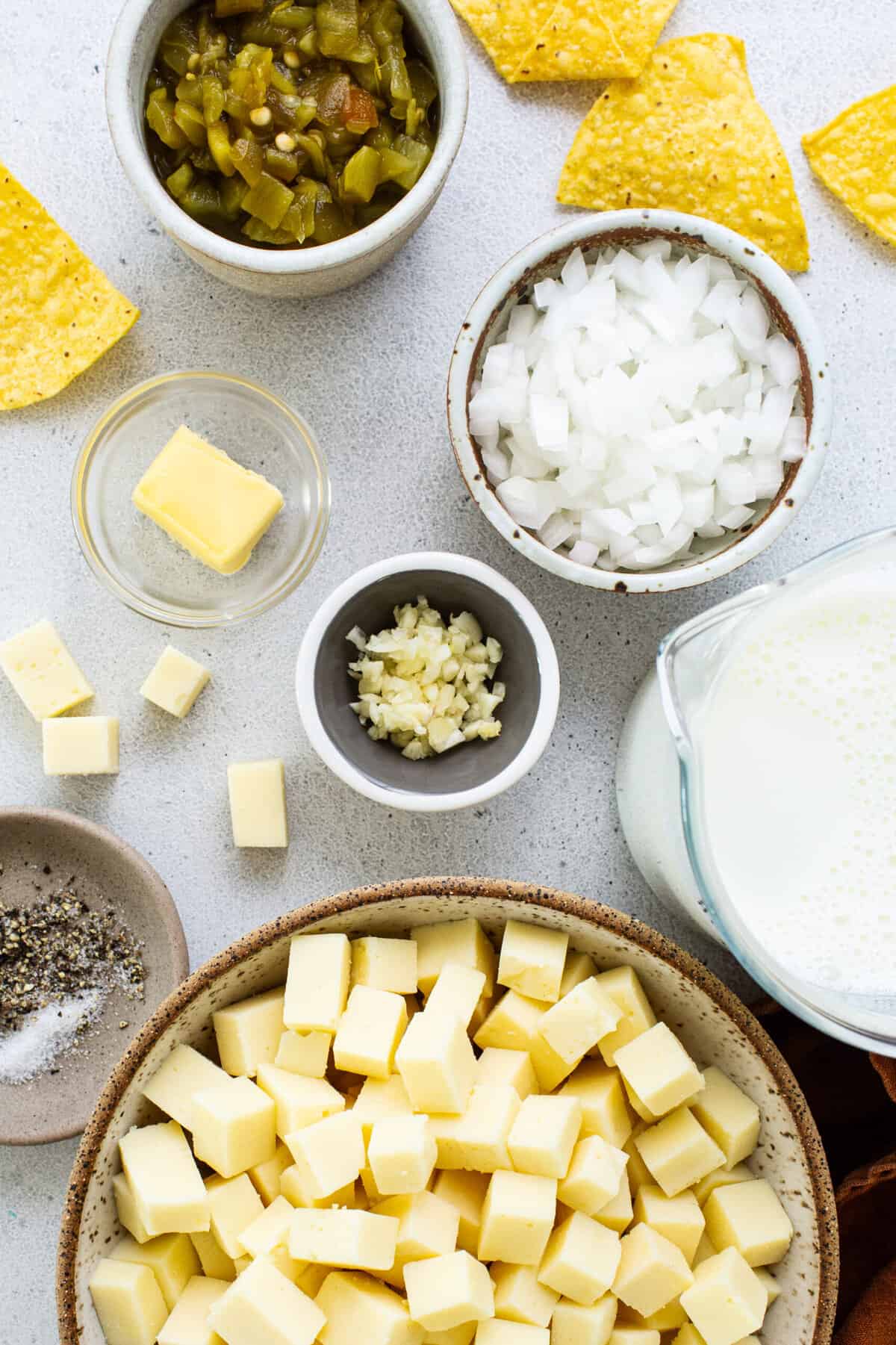 Queso blanco ingredients on a table.