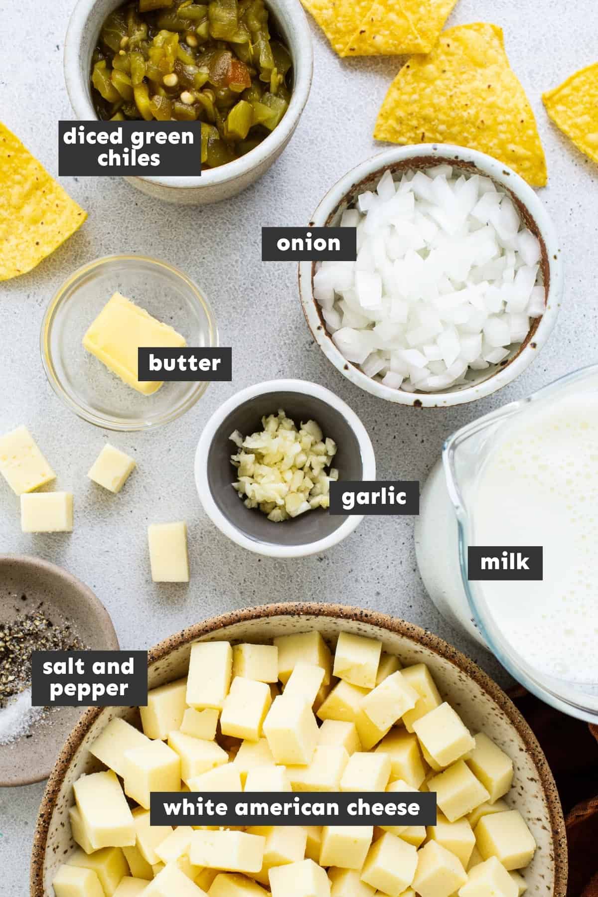 Ingredients for queso blanco on a table.