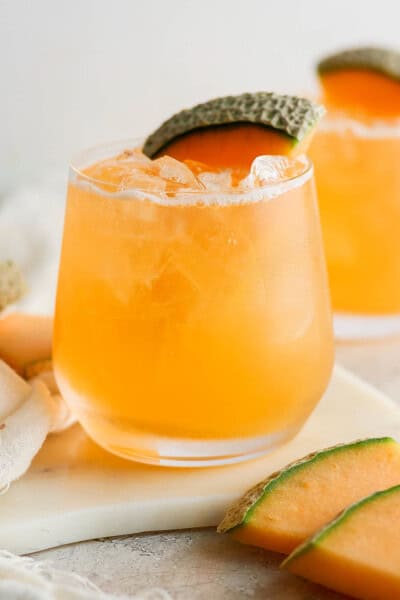 Agua de melon in a glass ready to drink.