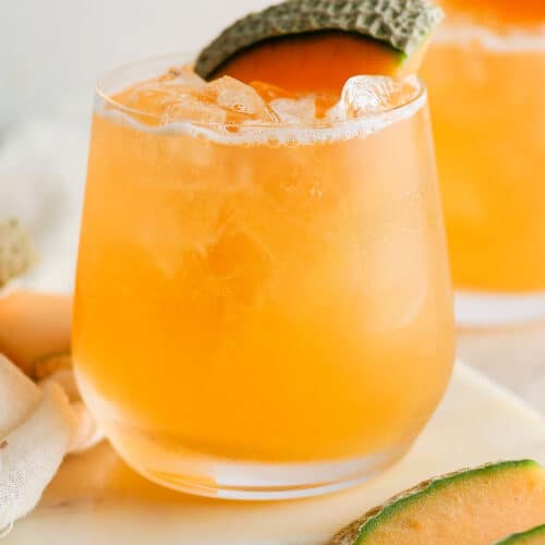 Agua de melon in a glass ready to drink.
