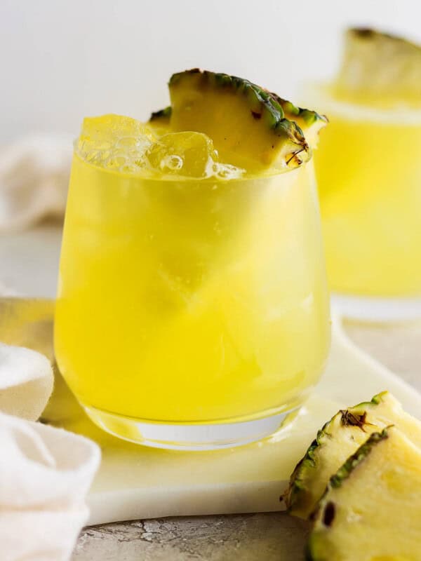 Agua de pina in a glass with ice.