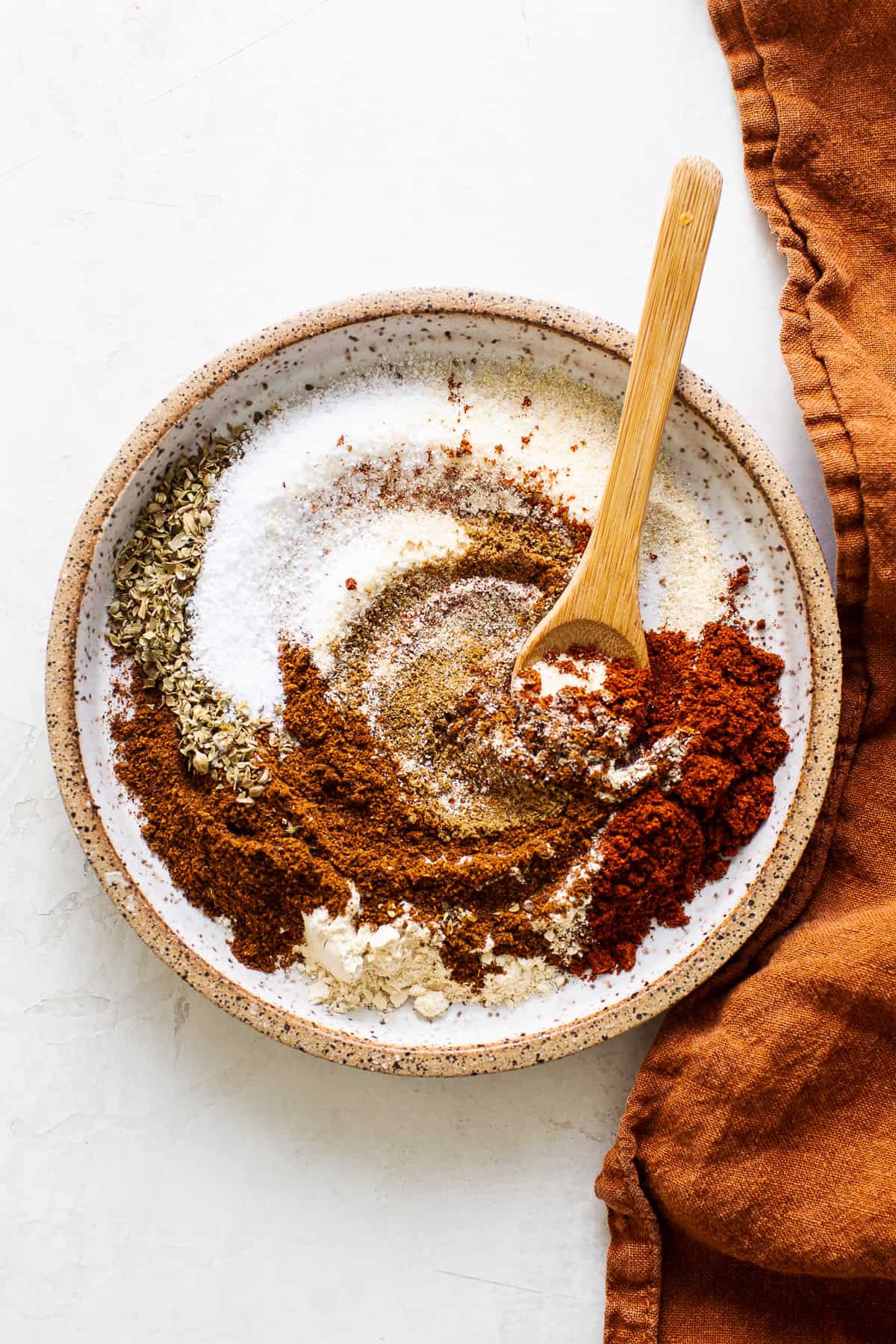 A homemade taco seasoning blend on a plate.