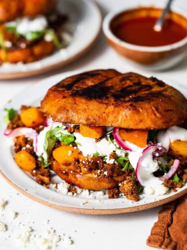 A pambazo on a plate ready to eat.