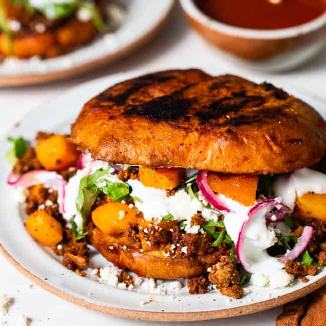 A pambazo on a plate ready to eat.