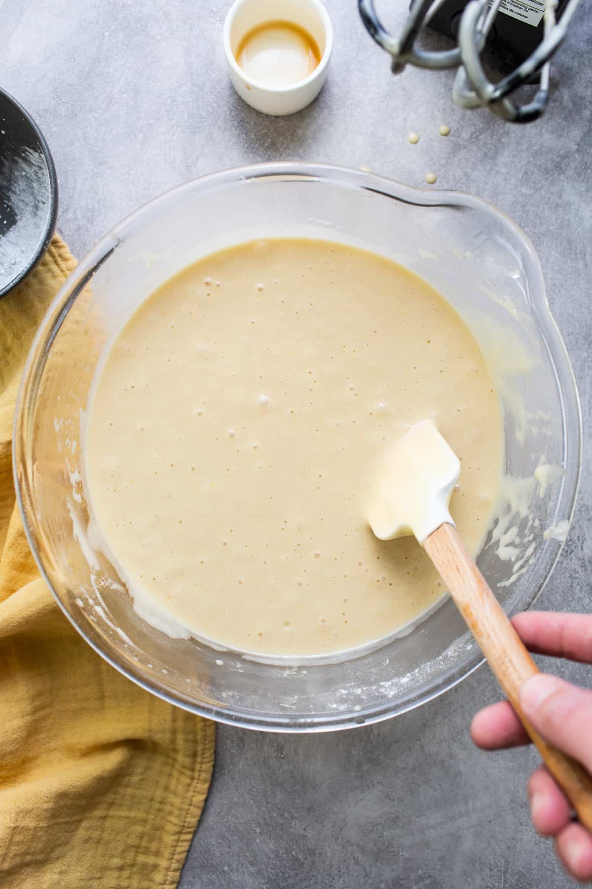 Fully mixed cortadillo cake batter before being poured into a pan.